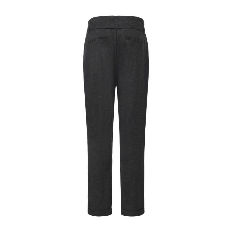 Women's High Waist Tailored Trousers - Slim Straight Office Pants with Tie Belt