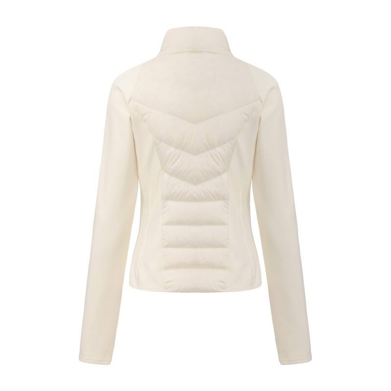 Women's Hybrid Puffer Jacket - Slim-Fit Quilted Down Coat with Knit Performance Sleeves