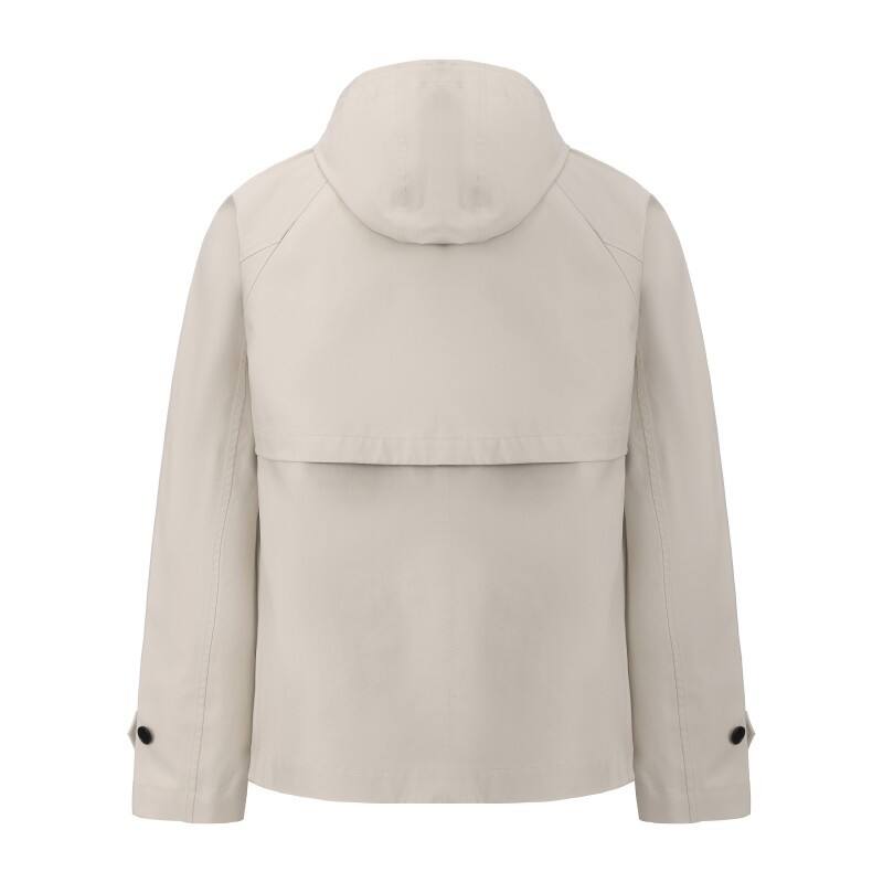 Men's Urban Commuter Trench - Lightweight Water-Resistant Cropped Hooded Jacket