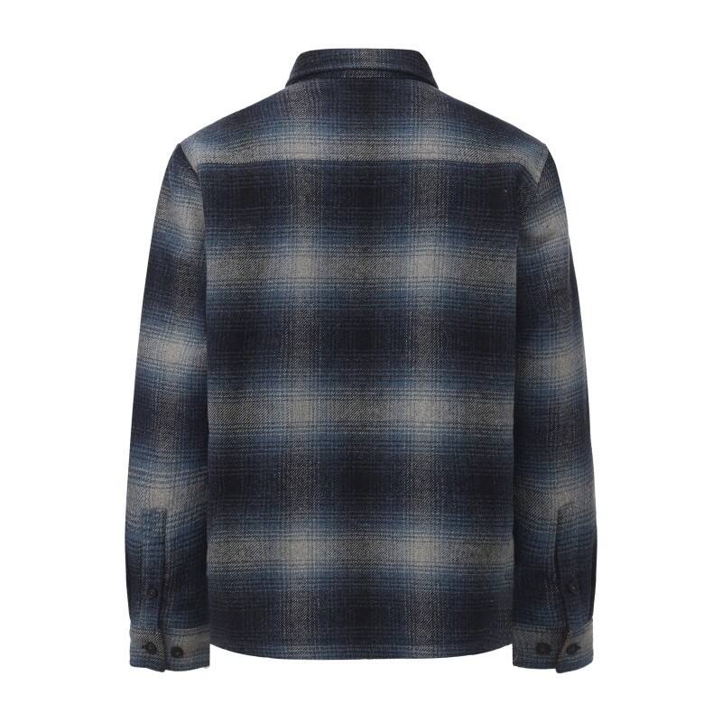 Men's Ombre Plaid Shirt Jacket - Wool-Blend Urban Leisure Shack with Cargo Pockets