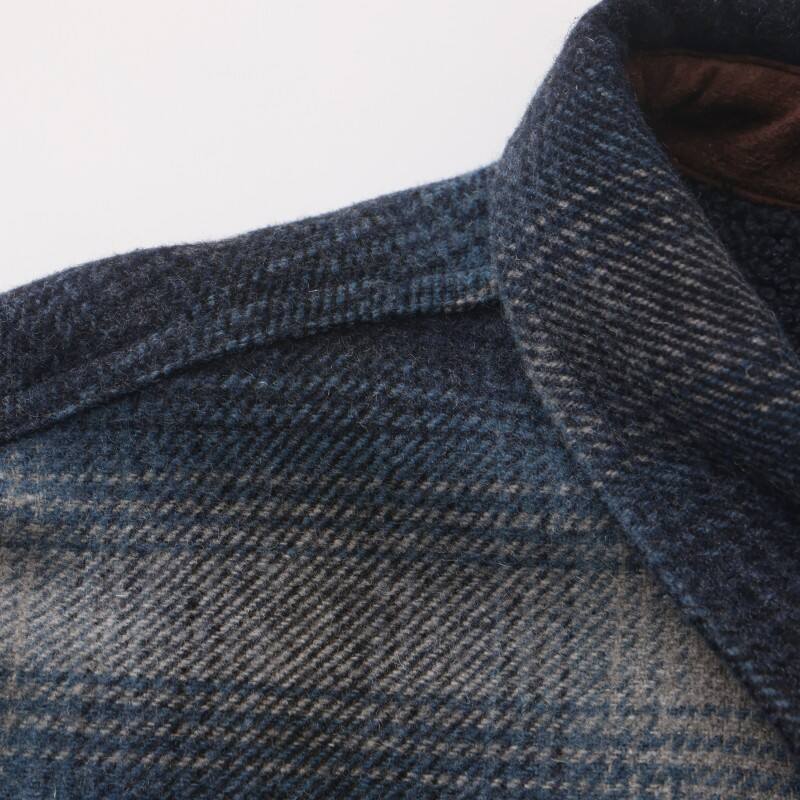 Men's Ombre Plaid Shirt Jacket - Wool-Blend Urban Leisure Shack with Cargo Pockets