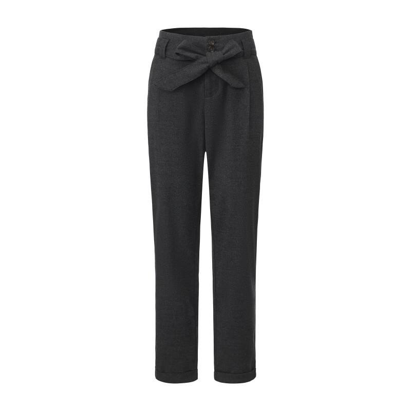 Women's High Waist Tailored Trousers - Slim Straight Office Pants with Tie Belt