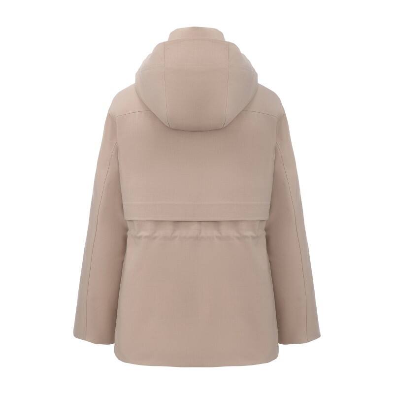 Women's Mid-Length Utility Trench Coat - Water-Resistant Hooded Parka with Cinched Waist