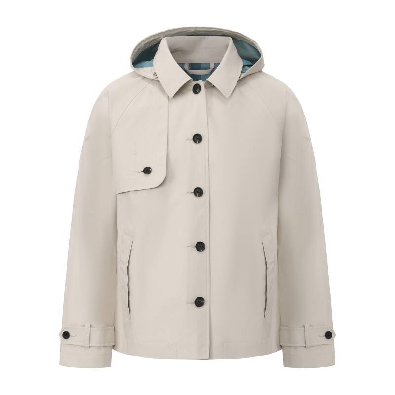 Men's Urban Commuter Trench - Lightweight Water-Resistant Cropped Hooded Jacket