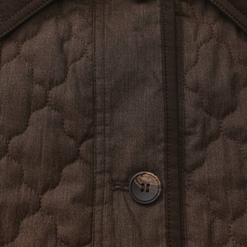 Women's Quilted Lightweight Jacket - Vintage Wave-Stitch Coat with Contrast Collar 