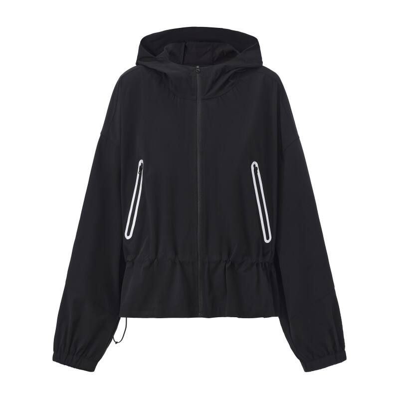 Women's Tech Windbreaker - Water-Resistant Active Jacket with Adjustable Cinched Waist