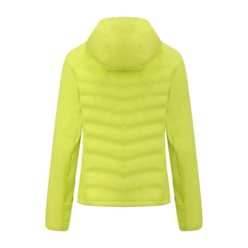 Women's Hybrid Down Jacket - Lightweight Insulated Puffer with Rib-Knit Side Panels