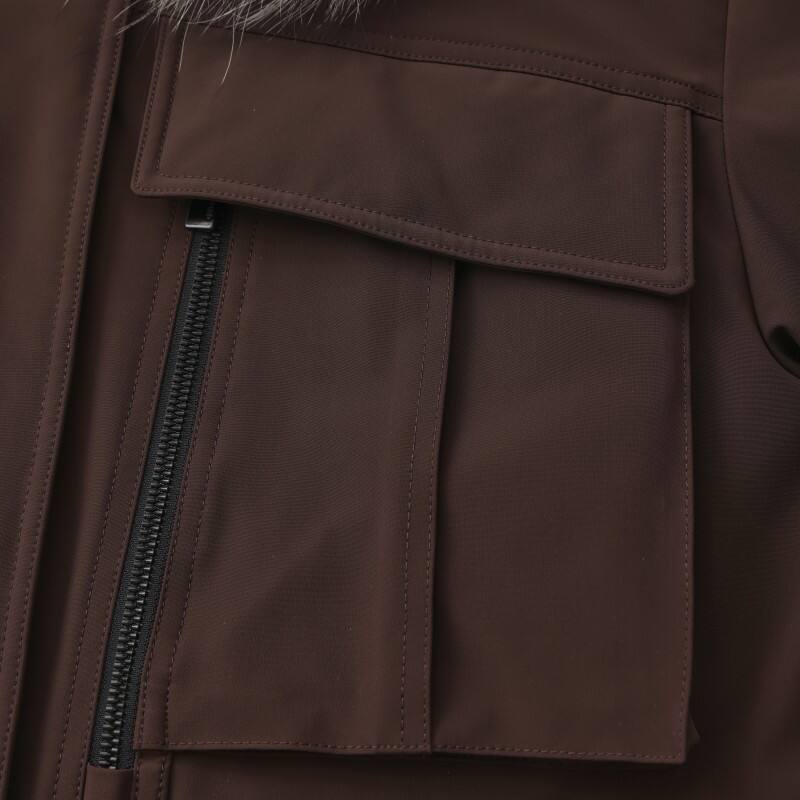 Women's Luxury Cropped Down Parka - Faux-Fur Trimmed Hooded Utility Winter Jacket