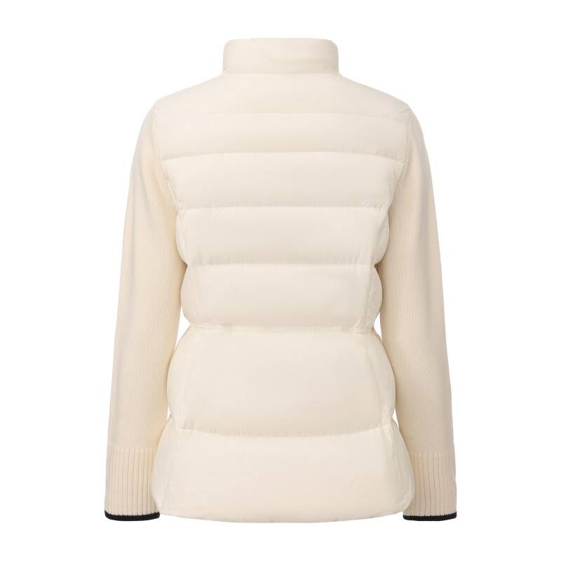 Women's Hybrid Down Jacket - Slim-Fit Knit Paneled Puffer with Stand Collar