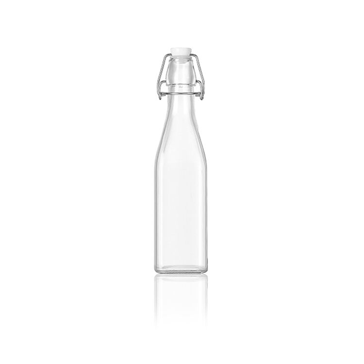 16 oz Square Clear Swing Top Bottles