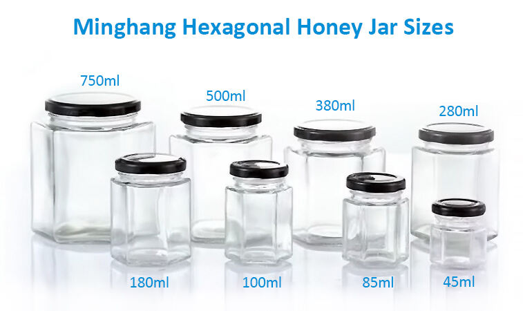 MH Hexagonal Glass Honey Jars