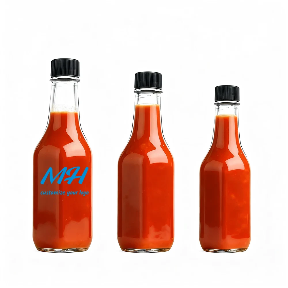 Konserve için Toptan Kare Boş Baharlı Sos Şişeleri 100ml 150ml 250ml