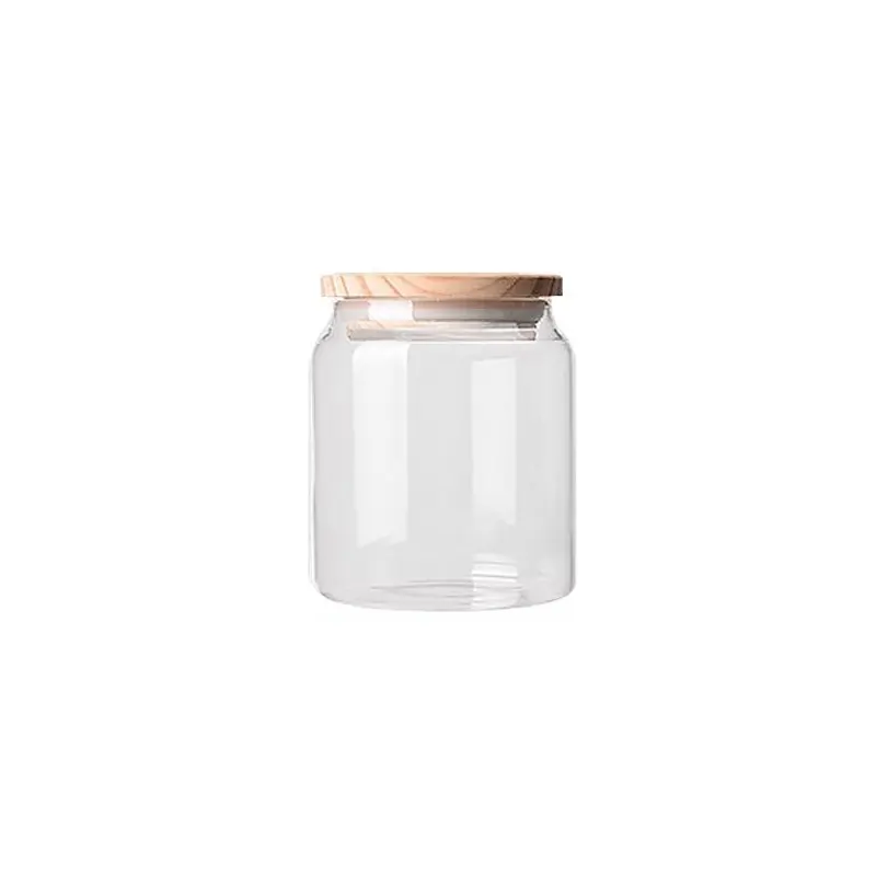 대나무 뚜껑이 있는 500ml, 750ml, 1000ml 유리병 도매