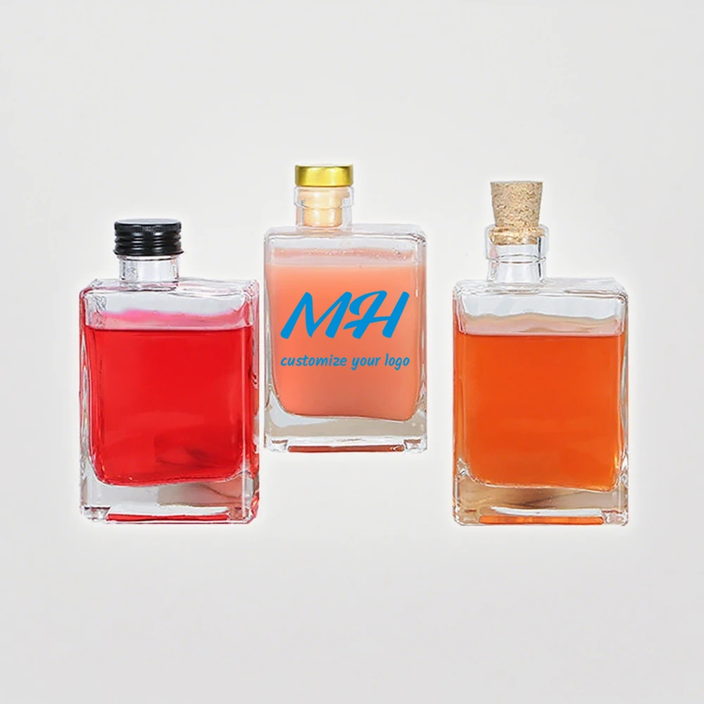 200ml 300ml Vierkante Glazen Sappenflessen met Deksels voor Dranklevering