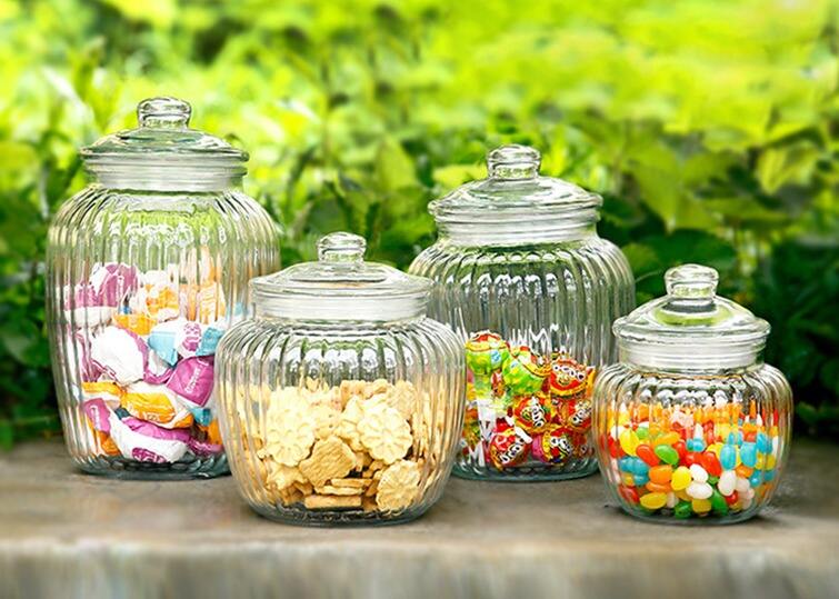 Some Clear Glass Pumpkin Jars with Lids