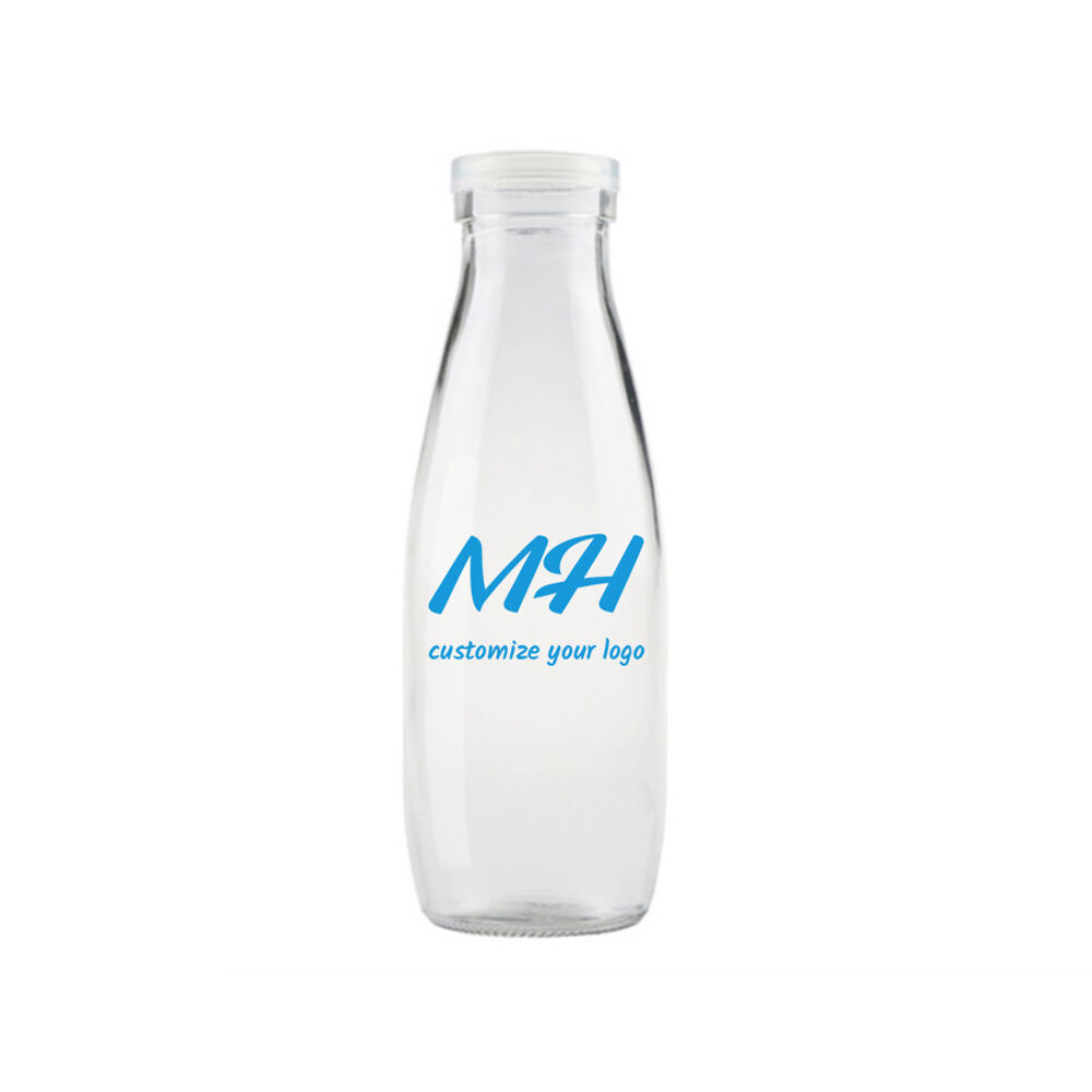 16oz Round Glass Milk Bottles with Snap Lids for Wholesale