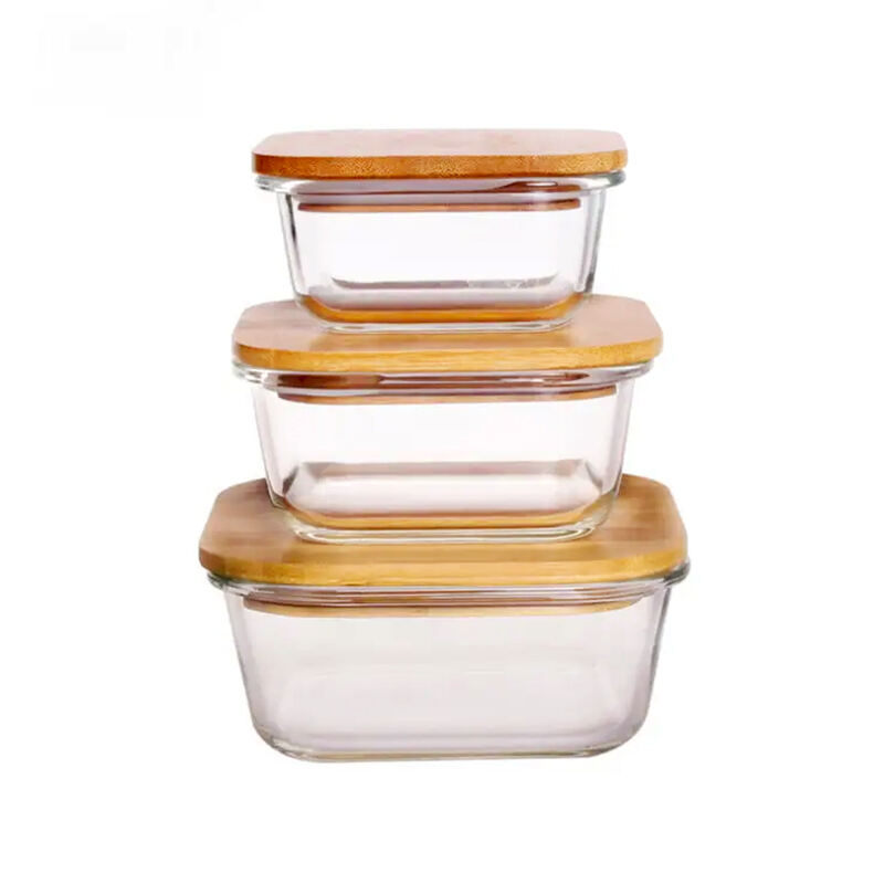 Rectangular Foodsaver Containers with Bamboo Lids