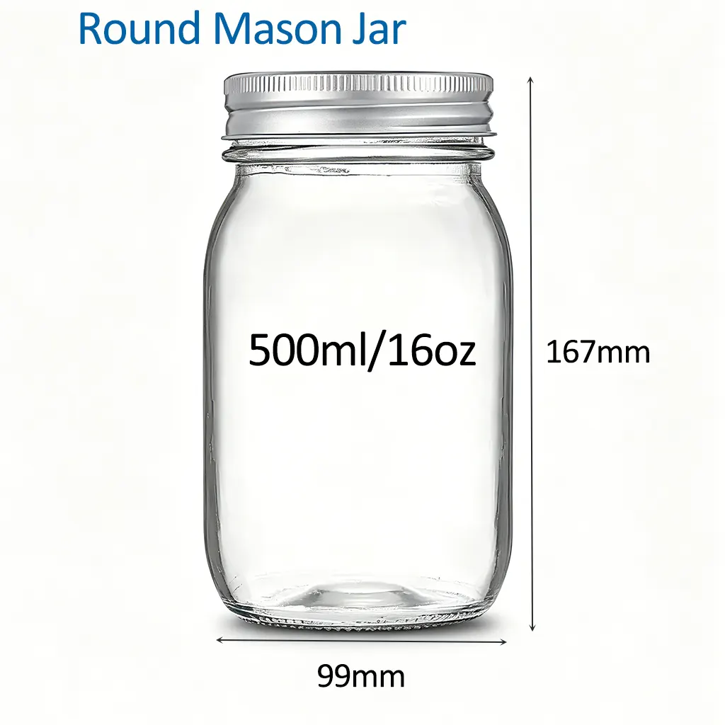 nhà cung cấp lọ thủy tinh Mason miệng rộng 16 oz | Lọ thủy tinh tròn số lượng lớn