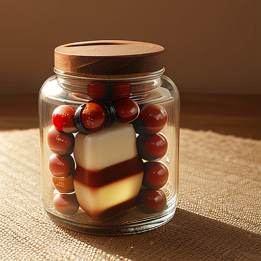 A glass jar with a lid containing desserts - glass candy jars