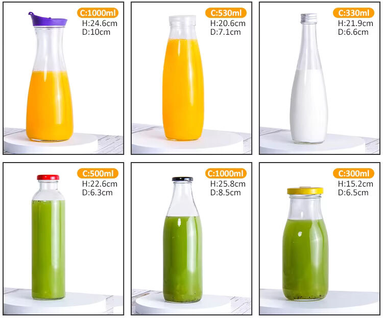 Wholesale 16 oz/500 ml Round Glass Juice Bottles for Beverage