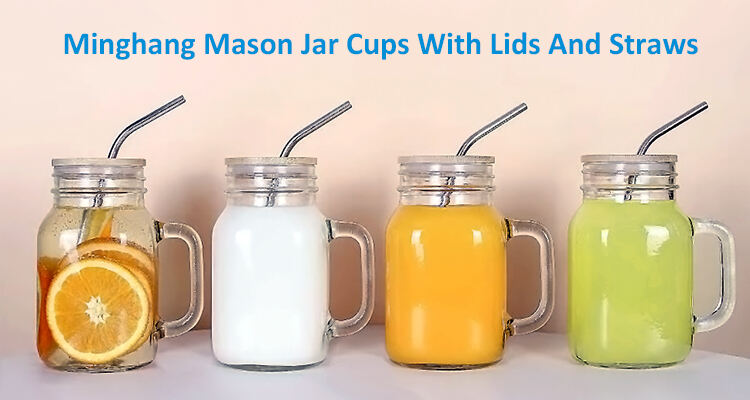 Mason Jar Cups With Lids And Straws | Glass Jar Cups