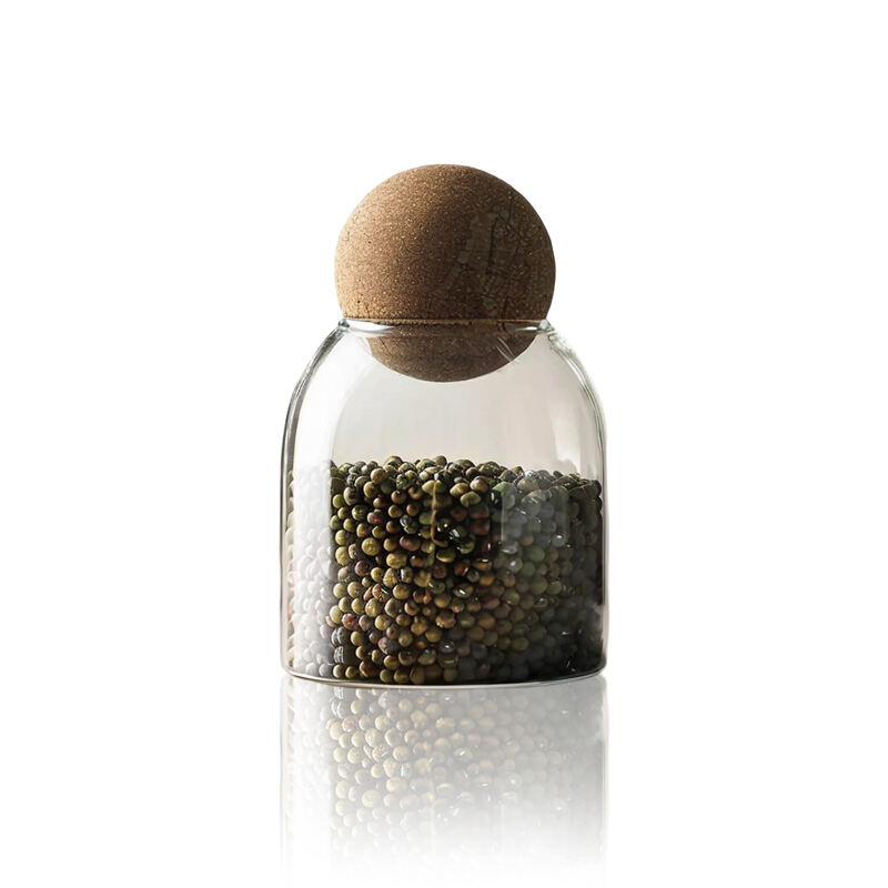 500ml Glass Canisters with Airtight Cork Sphere Lids