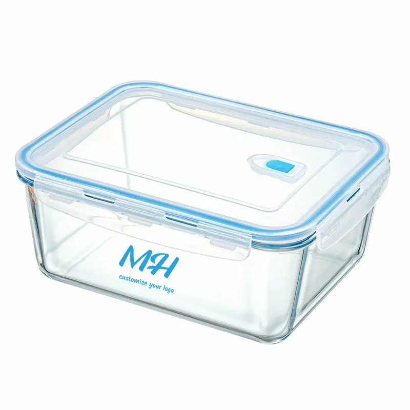 450ml 1000ml 1900ml 3300ml Square Glass Containers with Lids for Food Storage Wholesale