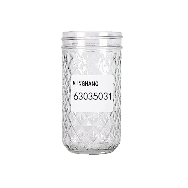 12 oz Quilted Crystal Ball Glass Mason Jars for Food Storage