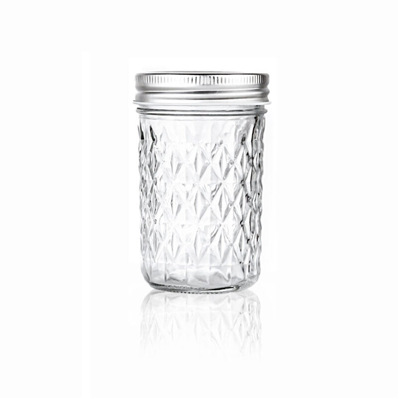 8 ounce Quilted Crystal Wide Mouth Mason Jars