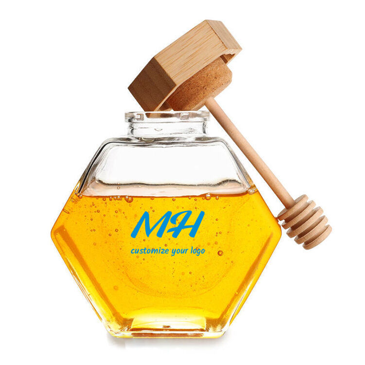Pot à Miel En Verre 250 Ml Avec Cuillère Intégrée – Couvercle Distributeur – Pour Miel, Sirop, Condiments – Cuisine Pratique
