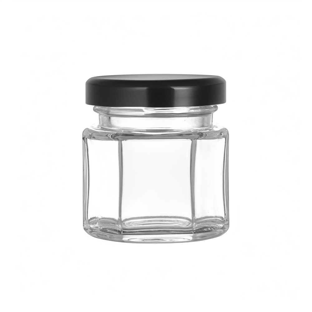 45ml Mini Hexagonal Glass Honey Jars with Tinplate Lids