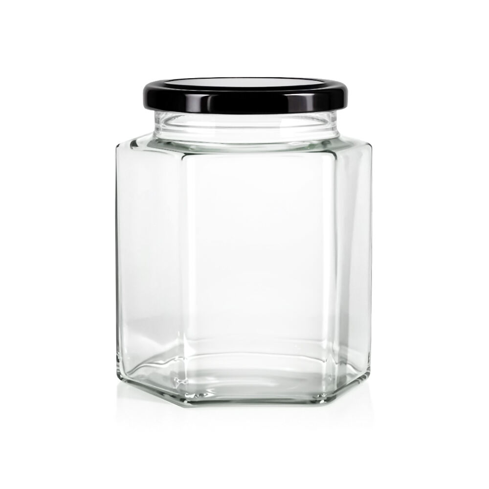 730ml Hexagonal Large Glass Honey Jars