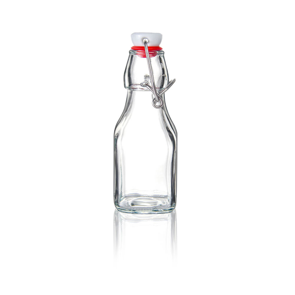 8 oz Square Clear Swing Top Bottles