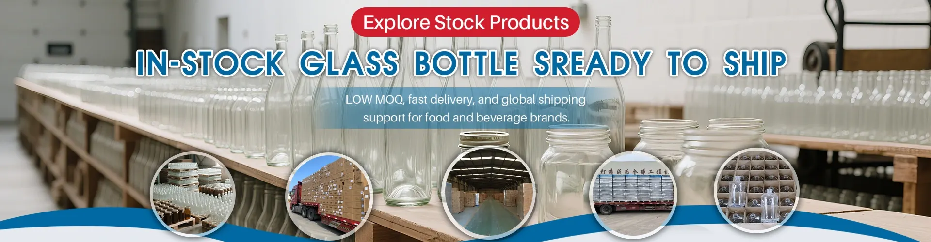 בקבוקי זכוכית במלאי