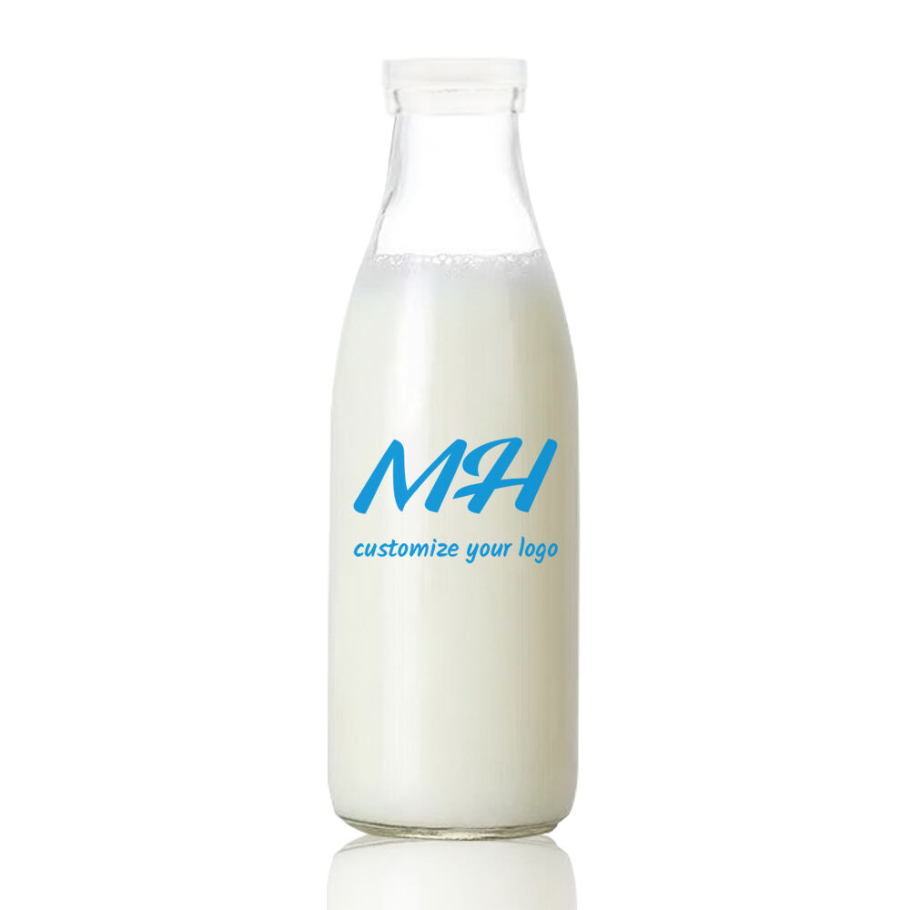 32oz Round Glass Milk Canister with Snap Cap