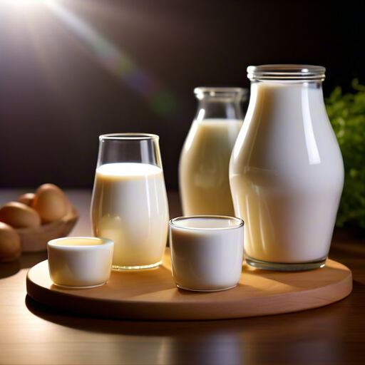 some milk jars with milk on a table