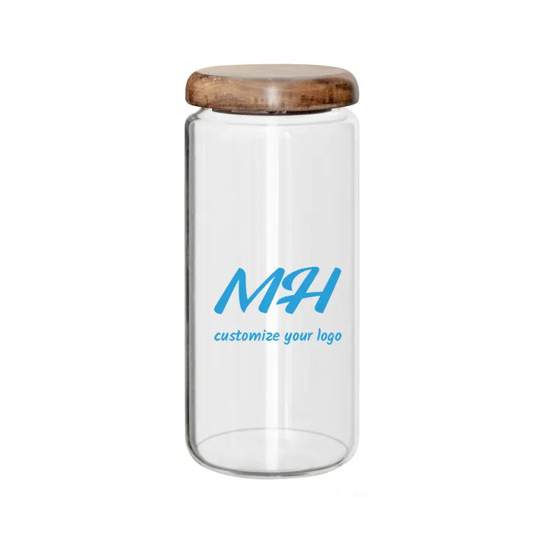 950ml 1550ml 대나무 뚜껑이 있는 둥근 유리 항아리 - 맞춤형 캐니스터 도매