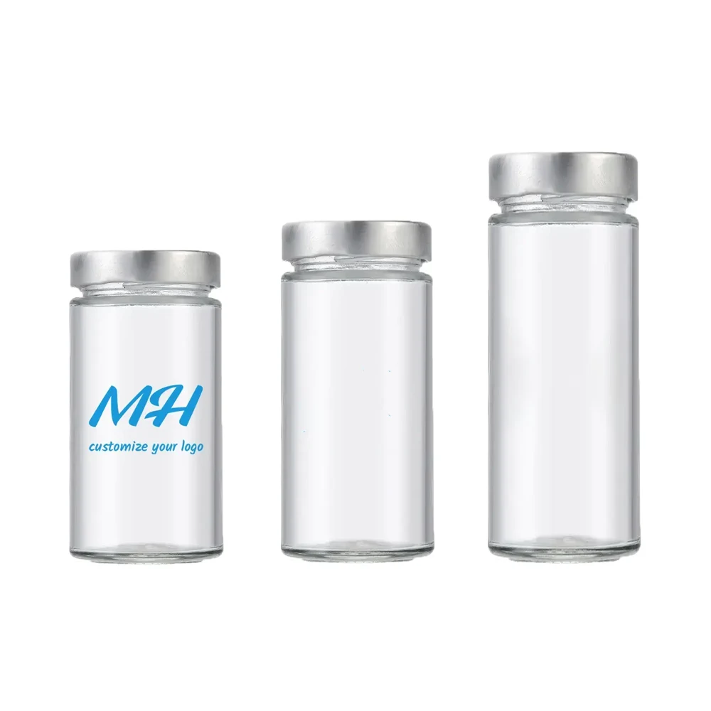 bocaux ronds en verre vides de 240 ml, 280 ml et 380 ml avec couvercles, en vrac