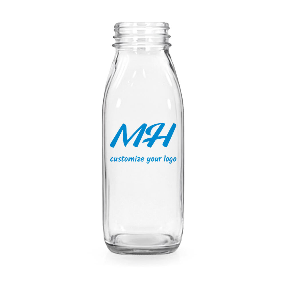 Square Milk Glass Bottles with Tamper-evident Screw Cap Wholesale