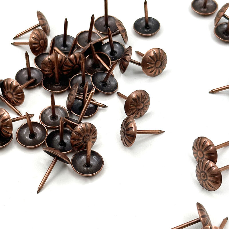 Wejoy Furniture Nails Retro Brass Tacks Chrysanthemum Nail Copper Decorative Push Pins for Sofa and Chair