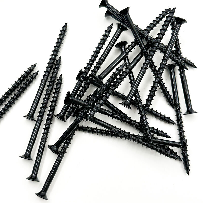 براغي وي جوي ذاتية التثبيت السوداء القوية مقاس M10 × 75 مم، ذات رأس مسطح ومحرك سداسي الشكل، مصنوعة من فولاذ كربوني ذي خيوط خشنة، وتُستخدم في إنشاء الأثاث عالي التحمل وتثبيت العناصر في الخرسانة.