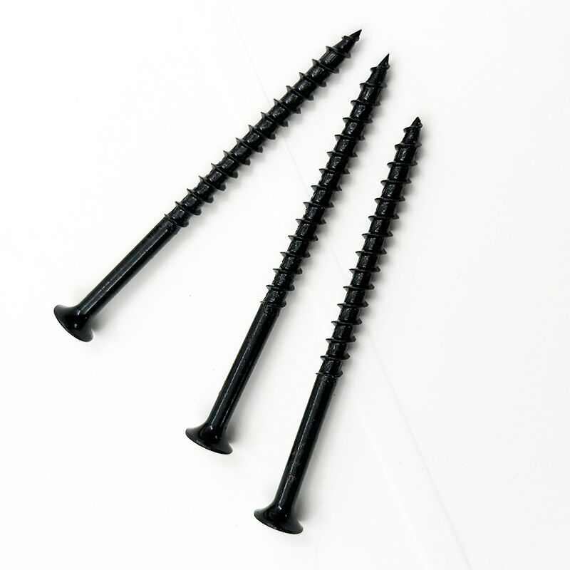 براغي وي جوي ذاتية التثبيت السوداء القوية مقاس M10 × 75 مم، ذات رأس مسطح ومحرك سداسي الشكل، مصنوعة من فولاذ كربوني ذي خيوط خشنة، وتُستخدم في إنشاء الأثاث عالي التحمل وتثبيت العناصر في الخرسانة.
