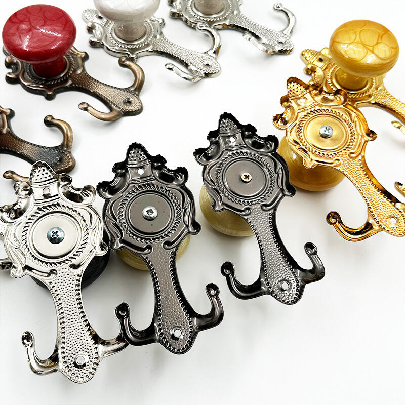 Wejoy Vintage Marble Metal Curtain Holdbacks Wall Mount Hook Drapery Tieback for Curtain Rod Hardware Wholesale
