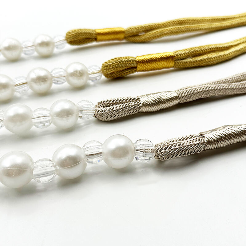 Wejoy Curtain Accessories Beading Curtain Straps Curtain Tie Back White Beaded Curtain Tieback Decorative Tieback Boho Curtain Holdback Window Treatment Accessories for Living Room Bedroom Kitchen
