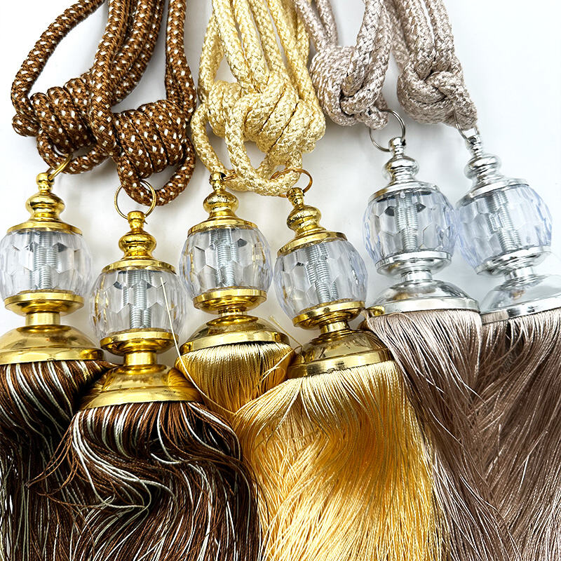 Wejoy Crystal Ball Curtain Tassel Tiebacks Handmade Curtain Straps Rope Curtain Holdbacks for Window Drapery Wholesale