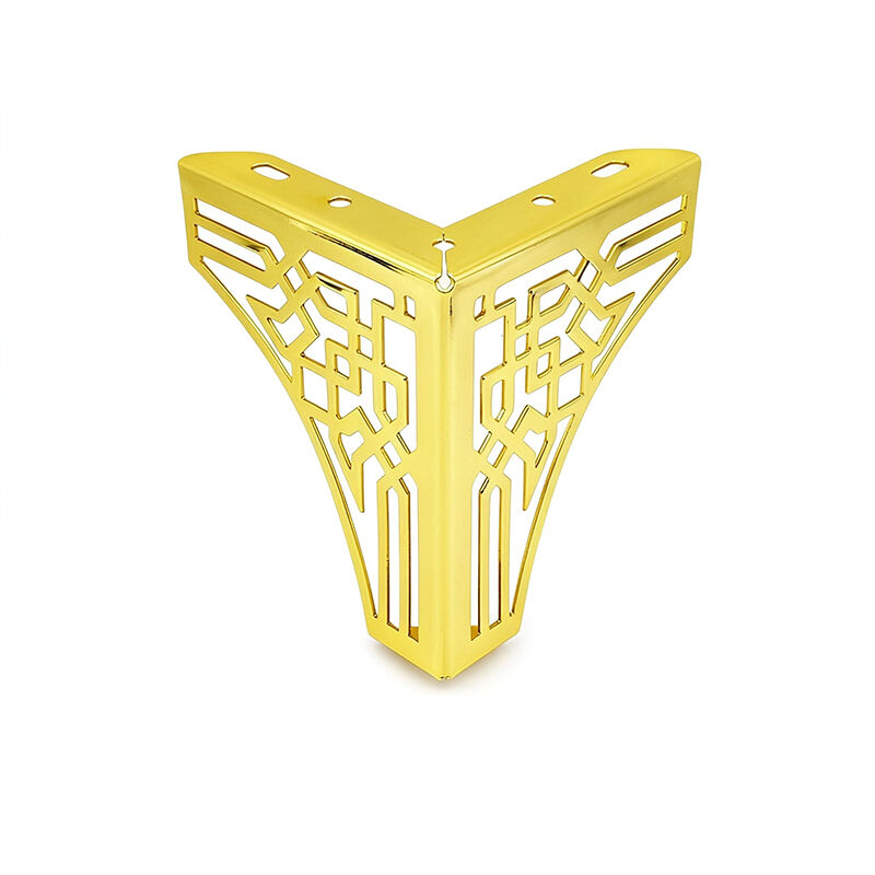 Wejoy Furniture Accessories 13 cm Gold Classical Windowpane Plaid Hollow Out Table Cabinet Metal Sofa Legs