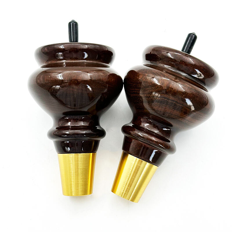Wejoy Factory Furniture Parts 13cm Height Glossy Topcoat Brown Color Wooden Legs