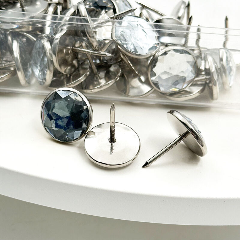 Wejoy 22mm Size Flat Head Glass Crystal Button Nails for Furniture Decorative