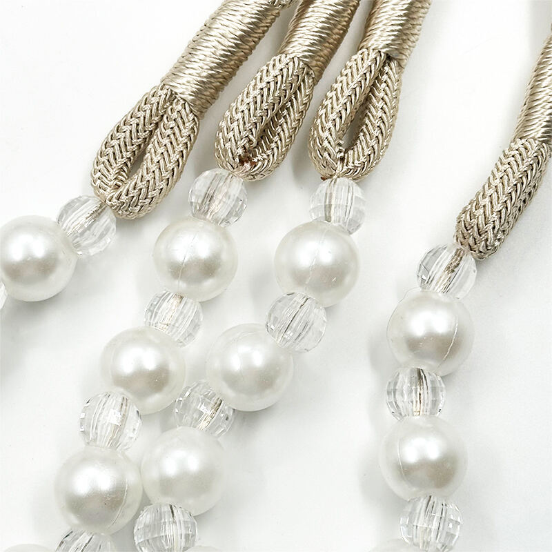 Wejoy Curtain Accessories Beading Curtain Straps Curtain Tie Back White Beaded Curtain Tieback Decorative Tieback Boho Curtain Holdback Window Treatment Accessories for Living Room Bedroom Kitchen