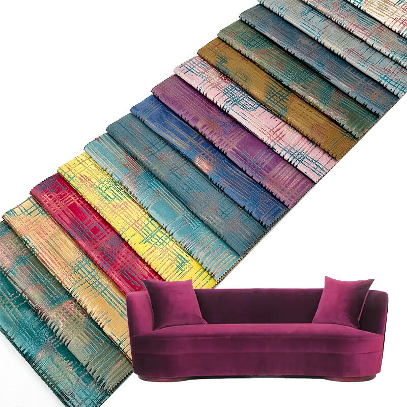 Wejoy Gold Foil Print Velvet With Foil Bronzed Gold Foil Print Velvet Fabric for Furniture Sofa Chair